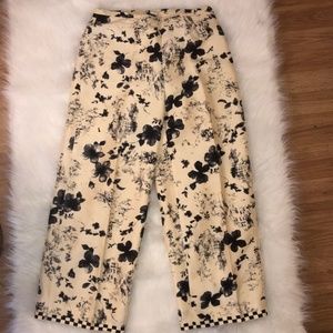 Silk Club 100% Silk Floral Cropped Ankle Pants 12